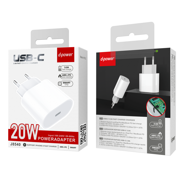 Chargeur USB-C 20W Charge Rapide Power Delivery Compatible iPhone 17/16/15, Samsung Galaxy, Xiaomi, Google Pixel – Adaptateur Secteur