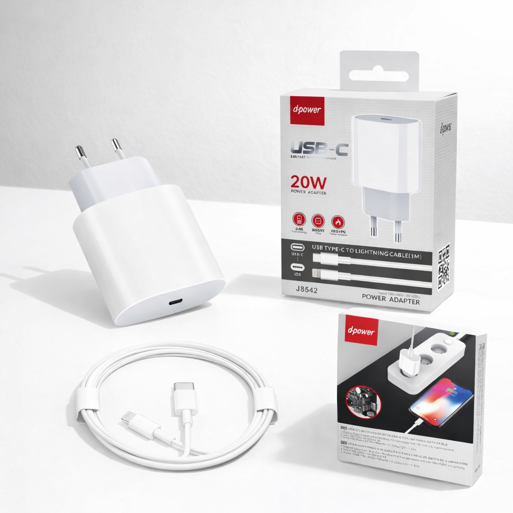 Chargeur pour Apple iPhone rapide 20W 3A USB TYPE C + câble Lightning  1m