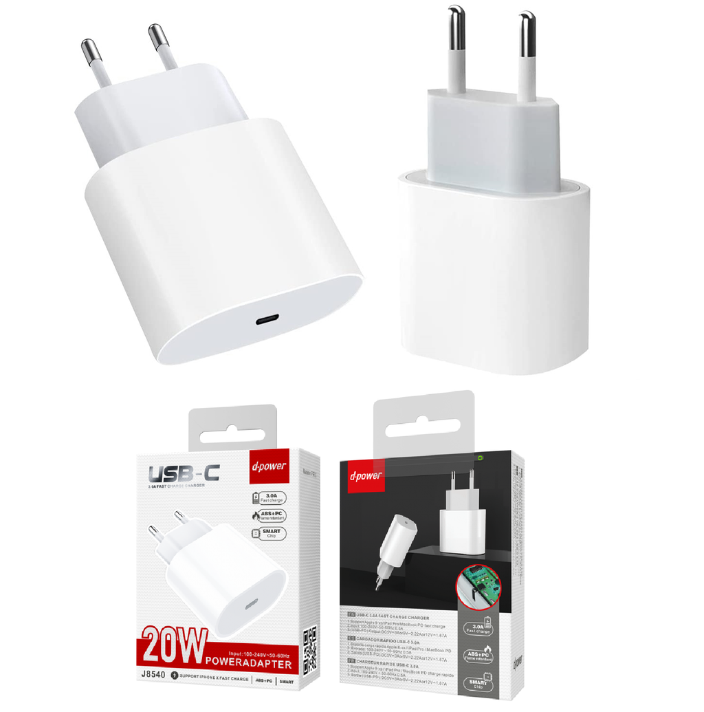 Chargeur USB-C 20W Charge Rapide Power Delivery Compatible iPhone 17/16/15, Samsung Galaxy, Xiaomi, Google Pixel – Adaptateur Secteur