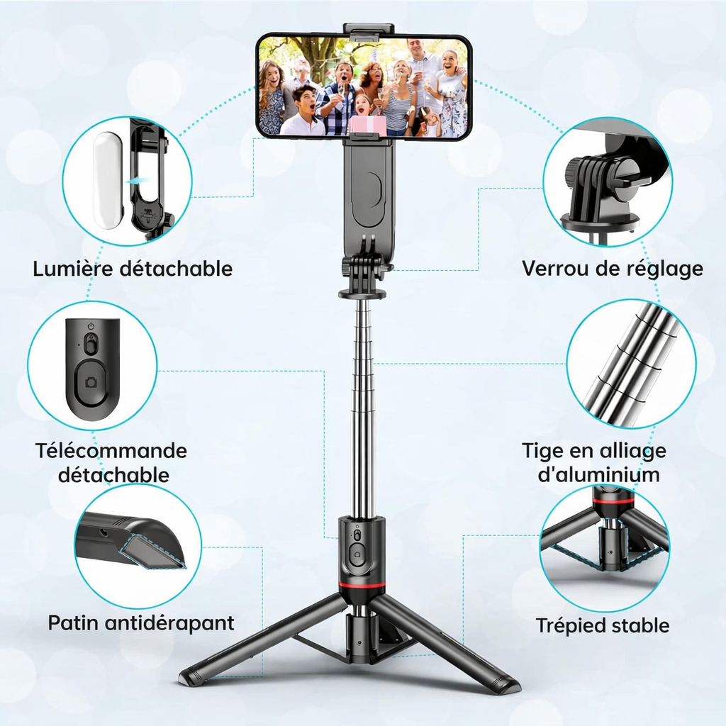 Perche à Selfie avec Trépied pour téléphone et GoPro